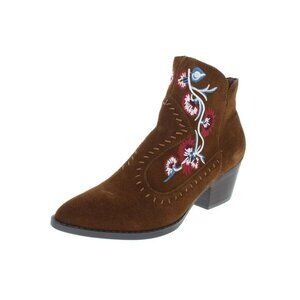 Carlos Santana Womens Size 8M Zip Suede Stacked Block Heel Vivien Booties Brown